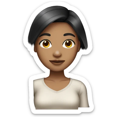 Black straight hair girl with light skin sticker