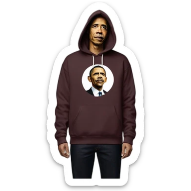 fullbody barack obama in supreme new york logo hoodie sticker