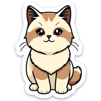 Seal point ragdoll with brown mask and nose sticker