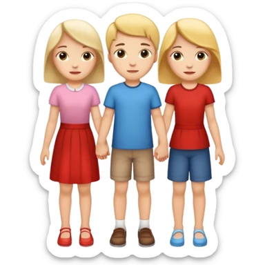 Two sisters and a brother holding hands sticker