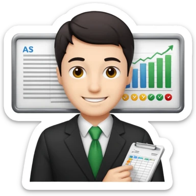smile male dark short hair auditor with spreadsheet emoji sticker