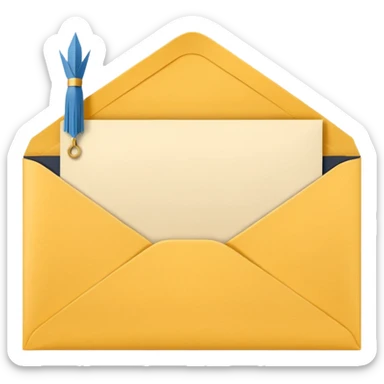 A simple emoji-style icon of a yellow manila envelope, flat and minimal, with clean edges, subtle paper texture, and a small graduation 2017 logo on the front, conveying academic completion and archived records. sticker