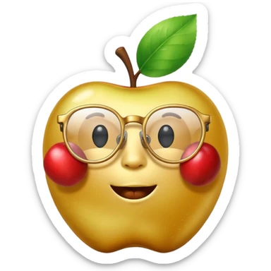 golden apple with glasses and no face sticker