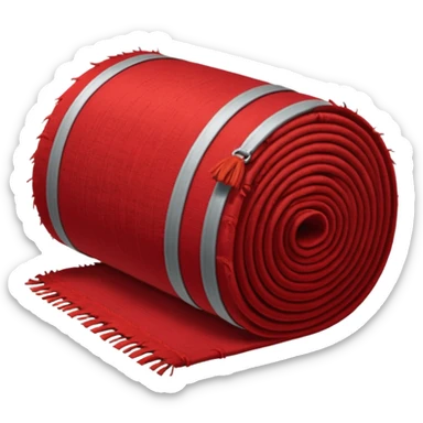  A full red rug, rolled up, once sticker