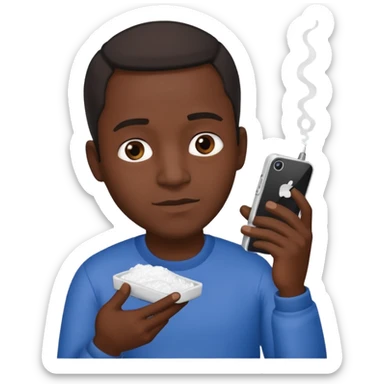 black man holding a phone with three lines of coke on it sideways  sticker