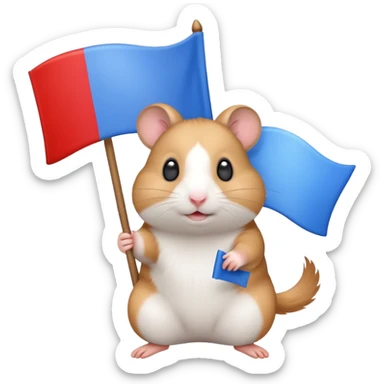 a hamster holding a white-blue-red flag emoji sticker