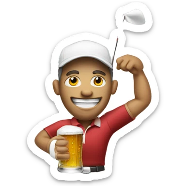 Golfer with a beer sticker