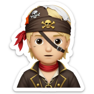 boy with blond hair that is dressed as a pirate sticker