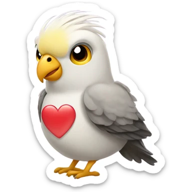 Cockatiel bird with heart shaped eyes sticker