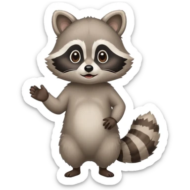 make full body standing cute racoon speaking. calm and no sharp edges. sticker
