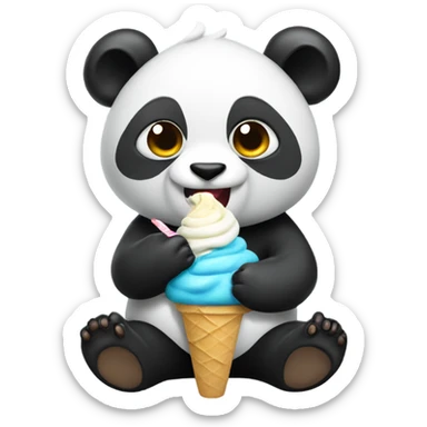 Panda eating ice cream sticker
