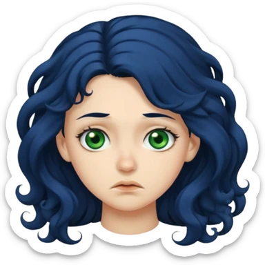 Girl with long  curly dark blue hair, green eyes, and very fair skin Disgusted sticker