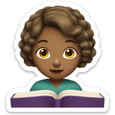 Brown haired girl reading an English  book  sticker