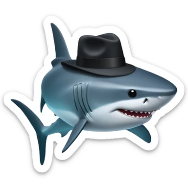 Un jolie Requin avec un chapeau noir  sticker