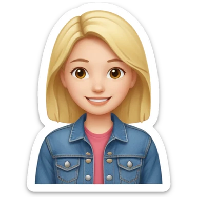 smiling girl in denim jacket sticker