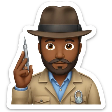 Nhà khảo cổ, 50 tuổi, da đen, mũ phớt, có râu sticker