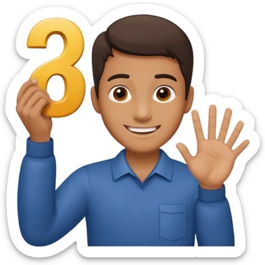 A Man holding the number 6 in one hand, and the number 7 in the other Hand.  sticker