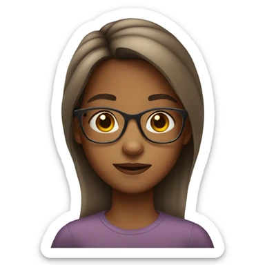 A 11 year old girl with glasses that are brown  sticker