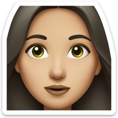 Woman with green eyes and long long dark brown super straight straight hair blowing a kiss sticker