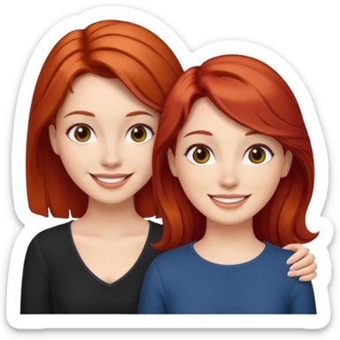red hair lady and brunette girl smiling sticker