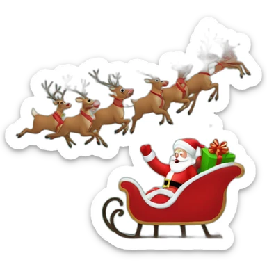 Santa Claus flies on a sleigh with reindeer sticker