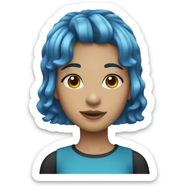 Girl with blue hair with mirco bangs and medium wavy hair  sticker