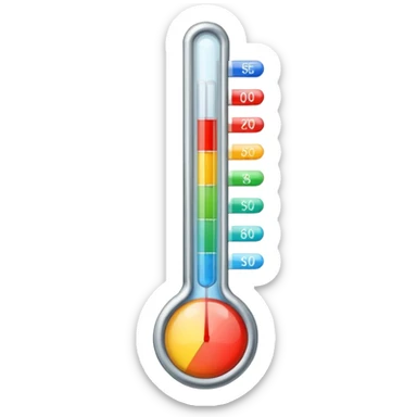 straight thermometer has 5 colors on it, no round ball at first  sticker