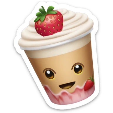 Iced latte with strawberry cold foam sticker