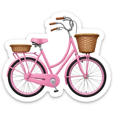 pink bike with front wicker basket Swedish style sticker