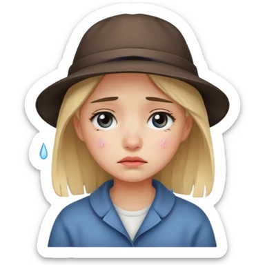 sad Girl with hats sticker