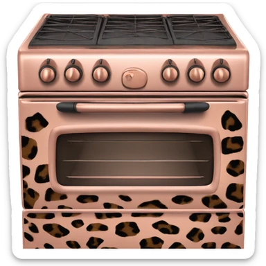 Realistic rose gold stove oven decorated in leopard print pattern. sticker