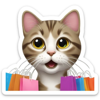 cat meowing whilst going shopping  sticker