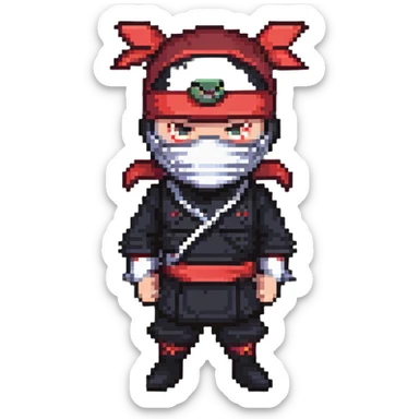 Masked ninja, red headband sticker