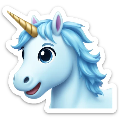 excited blue unicorn kawaii sticker