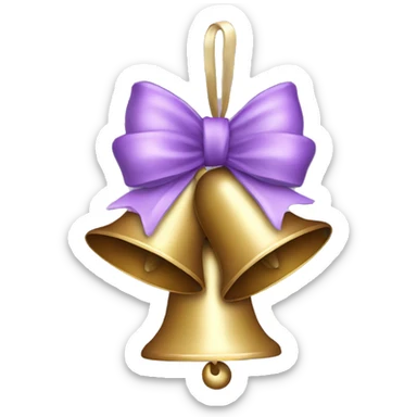 Christmas bells with lilac bow sticker