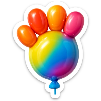 fluffy cat paw, balloon style, inflated look, shiny and light sticker