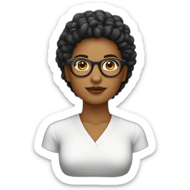 Jueza mujer pelo negro lacio con lentes sosteniendo un mazo sticker