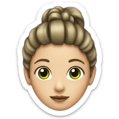 a girl with green big eyes and a round face with her hair tied back sticker