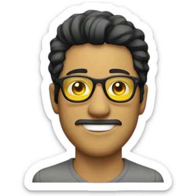 White man with yellow tinted glasses and black hair  sticker