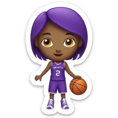 girl with purple heart palying basketball sticker
