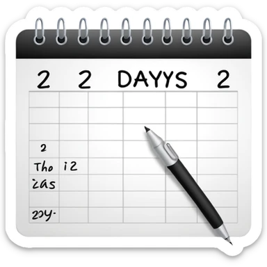 calendar with handwritten '2 days' sticker