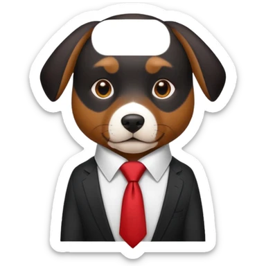 black brown dog with red tie,white shirt sticker