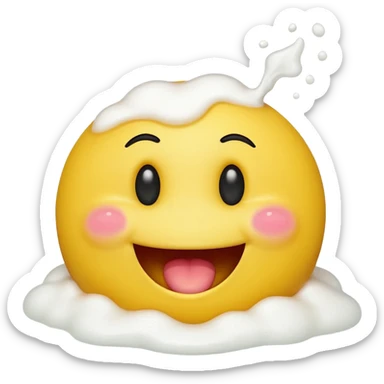 yellow smiley face with eyes up and mouth open, Vomiting white foam sticker