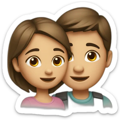 deux enfants une fille et un garçon sticker
