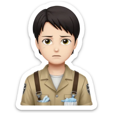 Levi ackerman from attack on titan with his cleaning outfit on sticker