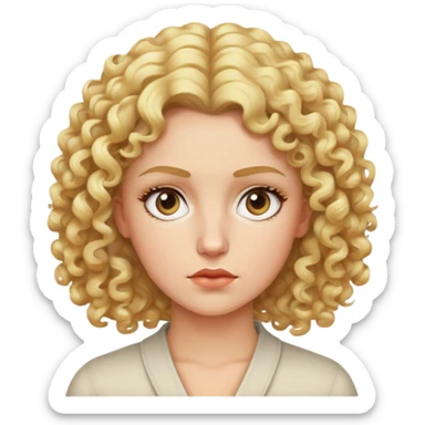 nữ 30 tuổi, tóc xoăn màu vàng, da trắng, mặt nghiêm túc sticker