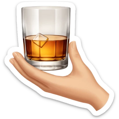 White hand holding whiskey glass with arm (right hand) sticker