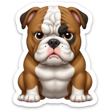 bulldog ingles atigrado cafe oscuro casi negro con blanco sticker