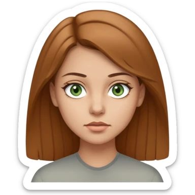 Девушка, светлая шатенка с длинами волосами, лет 25 с серо зелёными глазами по темнее с более серьезным лицом  sticker