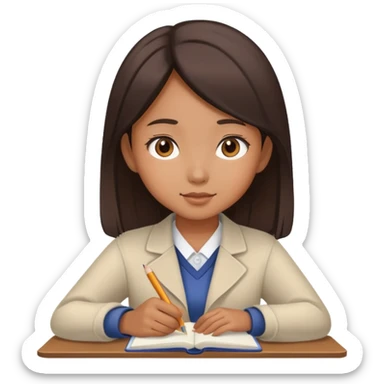 asian girl studying sticker